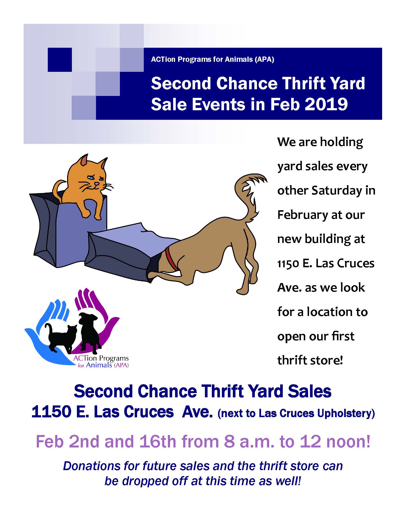 Thrift Yard Sales benefiting ACTion Programs for Animals - Dog'Cruces